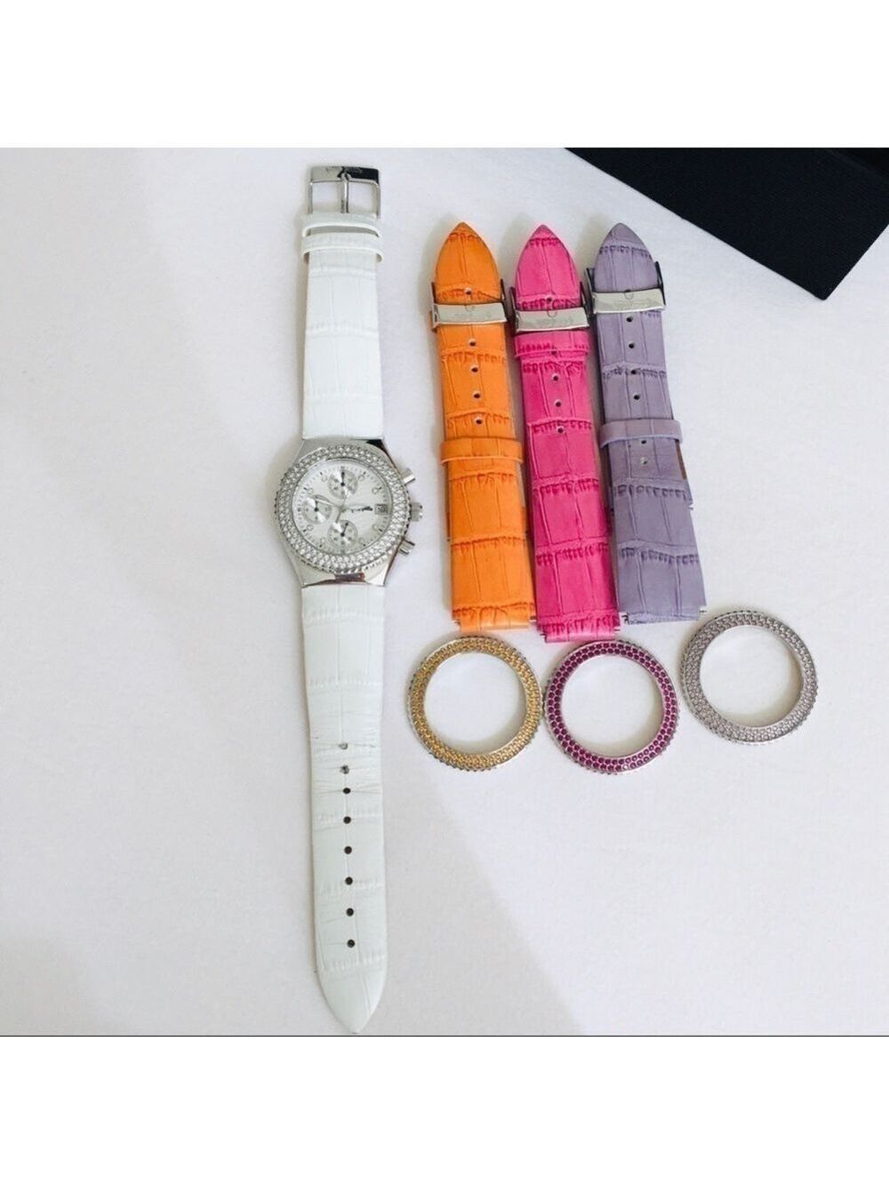 Folli Follie Interchangeable Leather Wrist Watch Crystal Bezels